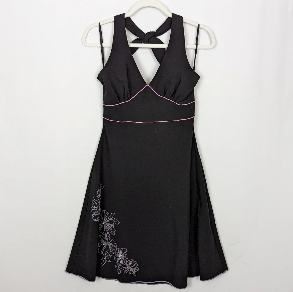 Vintage Y2K 90s Heart &Soul 9 Halter Jeweled Floral Mini Dress Bratz Spice Girls